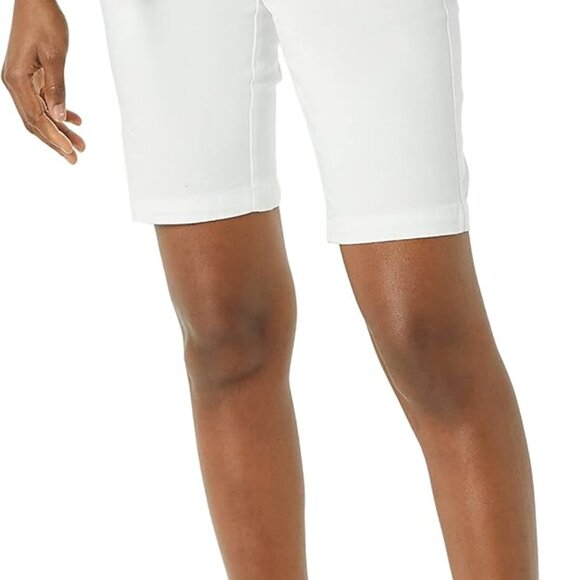 Women's White Mid-Rise Slim-Fit Bermuda Shorts - Picture 1 of 6